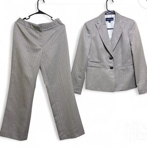 Evan Picone Taupe Pinstripe Blazer & Pants Suit